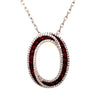 LARGE 1.83CT DIAMOND & AAA RUBY 18KT WHITE GOLD LOVE KNOT OVAL FLOATING PENDANT