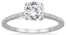 1.08CT DIAMOND 14K WHITE GOLD 3D ROUND CLASSIC SOLITAIRE 4 PRONG ENGAGEMENT RING