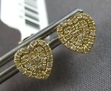 ESTATE .16CT DIAMOND 14KT YELLOW GOLD 3D PAVE HEART SHAPE CLASSIC STUD EARRINGS