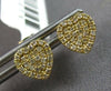 ESTATE .16CT DIAMOND 14KT YELLOW GOLD 3D PAVE HEART SHAPE CLASSIC STUD EARRINGS