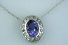 .98CT DIAMOND & AAA TANZANITE 14KT WHITE GOLD 3D OVAL & ROUND HALO BEZEL PENDANT