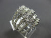 ESTATE EXTRA LARGE 2.76CT DIAMOND 14K WHITE GOLD MULTI ROW CLUSTER FUN LOVE RING