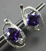 1.71CT DIAMOND & AAA AMETHYST 14KT WHITE GOLD CUSHION & ROUND LEAF STUD EARRINGS
