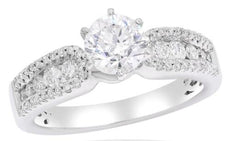 1.45CT DIAMOND 14KT WHITE GOLD 3D SOLITAIRE GRADUATING 6 PRONG ENGAGEMENT RING