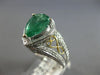3.08CT DIAMOND & AAA EMERALD 18KT 2 TONE GOLD PEAR SHAPE & ROUND ENGAGEMENT RING