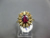 ESTATE WIDE 1.25CT DIAMOND & AAA RUBY 14KT YELLOW GOLD OVAL & ROUND FLOWER RING