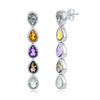 ESTATE 3.44CT AAA MULTI GEM 14K WHITE GOLD 3D TEAR DROP CLASSIC HANGING EARRINGS