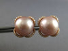 LARGE .43CT DIAMOND & AAA PINK SOUTH SEA PEARL 18KT ROSE GOLD 3D STUD EARRINGS