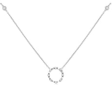 .28CT DIAMOND 14KT WHITE GOLD ROUND & BAGUETTE CIRCLE OF LIFE YARD LOVE NECKLACE