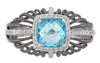 2.39CT DIAMOND & AAA BLUE TOPAZ 14K WHITE & BLACK GOLD HALO FLOWER FUN RING
