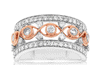 WIDE 1.0CT DIAMOND 14KT WHITE & ROSE GOLD 3D MULTI ROW INFINITY ANNIVERSARY RING
