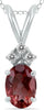 .56CT DIAMOND & AAA GARNET 14KT WHITE GOLD OVAL & ROUND CLASSIC FLOATING PENDANT