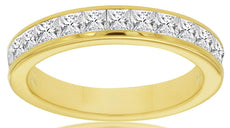1.0CT DIAMOND 14KT YELLOW GOLD CLASSIC PRINCESS CHANNEL WEDDING ANNIVERSARY RING
