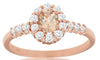 ESTATE .66CT DIAMOND & AAA MORGANITE 14K ROSE GOLD OVAL & ROUND FLOWER LOVE RING
