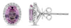 3.02CT DIAMOND & AAA PINK SAPPHIRE 14KT WHITE GOLD 3D OVAL & ROUND STUD EARRINGS