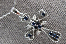 .30CT DIAMOND & AAA SAPPHIRE 14KT WHITE GOLD MULTI HEART FLAOTING PENDANT #27374
