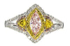 .89CT WHITE PINK & FANCY YELLOW DIAMOND 18KT TRI COLOR GOLD STAR ENGAGEMENT RING