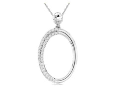 ESTATE .17CT DIAMOND 14KT WHITE GOLD 2 ROW OVAL GRADUATING FUN FLOATING PENDANT