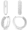 .50CT DIAMOND 14KT WHITE GOLD 3D ROUND CLASSIC 3 ROW HUGGIE FUN HANGING EARRINGS