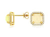 2.09CT DIAMOND & AAA OPAL 14KT YELLOW GOLD CUSHION & ROUND OCTAGON STUD EARRINGS