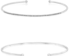 ESTATE .16CT DIAMOND 14KT WHITE GOLD 3D ROUND BAR ADJUSTABLE FUN BANGLE BRACELET
