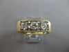 ESTATE .75CT DIAMOND 14KT 2 TONE GOLD THREE STONE MATTE & SHINY MENS RING #27728