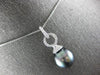 LARGE .45CT DIAMOND AAA TAHITIAN PEARL 14K WHITE GOLD LOVE KNOT FLOATING PENDANT