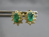 ESTATE 1.01CT DIAMOND & AAA EMERALD 14KT YELLOW GOLD FLOWER STUD EARRINGS #27586