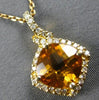 ESTATE 2.33CT DIAMOND & AAA CITRINE 14K YELLOW GOLD SQUARE HALO FLOATING PENDANT