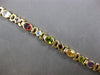 ESTATE WIDE 8CT AAA MULTI GEM 14K YELLOW GOLD 3D OVAL & PRINCESS TOGGLE BRACELET