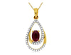 .77CT DIAMOND & AAA RUBY 14K YELLOW GOLD OVAL & ROUND TEAR DROP FLOATING PENDANT