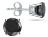 ESTATE 5.0CT BLACK DIAMOND 14KT WHITE GOLD CLASSIC SOLITAIRE ROUND STUD EARRINGS