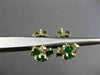 ESTATE 2.0CT DIAMOND & EMERALD 14KT YELLOW GOLD 3D FLOWER CLUSTER EARRINGS 24555