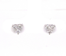 ESTATE .39CT DIAMOND 18KT WHITE GOLD 3D THREE STONE TRIANGULAR FUN STUD EARRINGS