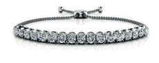 .76CT DIAMOND 14K WHITE GOLD 3D CLASSIC ROUND 4 PRONG ADJUSTABLE TENNIS BRACELET