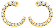 .75CT DIAMOND 14K YELLOW GOLD 3D ROUND GRADUATING SEMI CIRCULAR JOURNEY EARRINGS