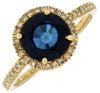 ESTATE 2.66CT DIAMOND & AAA SAPPHIRE 14KT YELLOW GOLD ROUND HALO ENGAGEMENT RING
