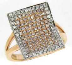 .72CT WHITE & PINK DIAMOND 18KT WHITE AND ROSE GOLD 3D PAVE RECTANGULAR FUN RING