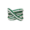 LARGE 3.26CT DIAMOND & AAA EMERALD 18KT WHITE GOLD 3D MULTI ROW CRISS CROSS RING