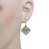 .04CT DIAMOND 18KT YELLOW GOLD & 925 SILVER HANDCRAFTED CROSS LEVERBACK EARRINGS