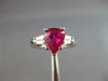 LARGE 2.72CT DIAMOND & AAA RUBY 18K WHITE GOLD PEAR SHAPE LUCIDA ENGAGEMENT RING
