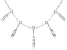 .98CT DIAMOND 14KT WHITE GOLD 3D ROUND BEZEL MULTI BAR CHANDELEIR LOVE NECKLACE