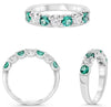1.0CT DIAMOND & AAA EMERALD 14KT WHITE GOLD 3D ROUND CLASSIC 7 STONE LUCIDA RING