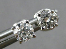 ESTATE .50CT DIAMOND 14KT WHITE GOLD 3D ROUND 4 PRONG SCREWBACK STUD EARRINGS