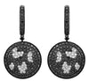 2.98CT WHITE & BLACK DIAMOND 18KT BLACK GOLD 3D CIRCULAR HUGGIE HANGING EARRINGS