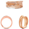 ESTATE WIDE .11CT DIAMOND 14KT ROSE GOLD 3D ROUND MULTI ROW CRISS CROSS FUN RING