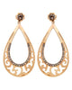 LARGE .84CT MOCHA DIAMOND 18KT ROSE & BLACK GOLD TEAR DROP FUN HANGING EARRINGS