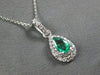 .52CT DIAMOND & AAA EMERALD 14KT WHITE GOLD PEAR SHAPE & ROUND FLOATING PENDANT