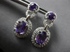 2.25CT DIAMOND & AAA AMETHYST 14KT WHITE GOLD OVAL & ROUND HALO HANGING EARRINGS