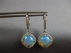 4.3CT DIAMOND & AAA AUSTRALIAN OPAL 14KT WHITE GOLD 3D CUSHION HANGING EARRINGS